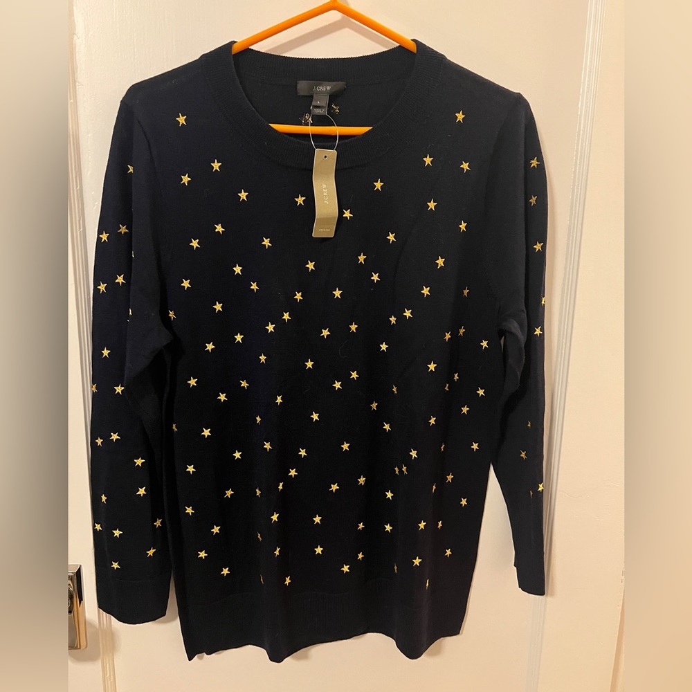J. Crew Navy Sweater with Gold Stars